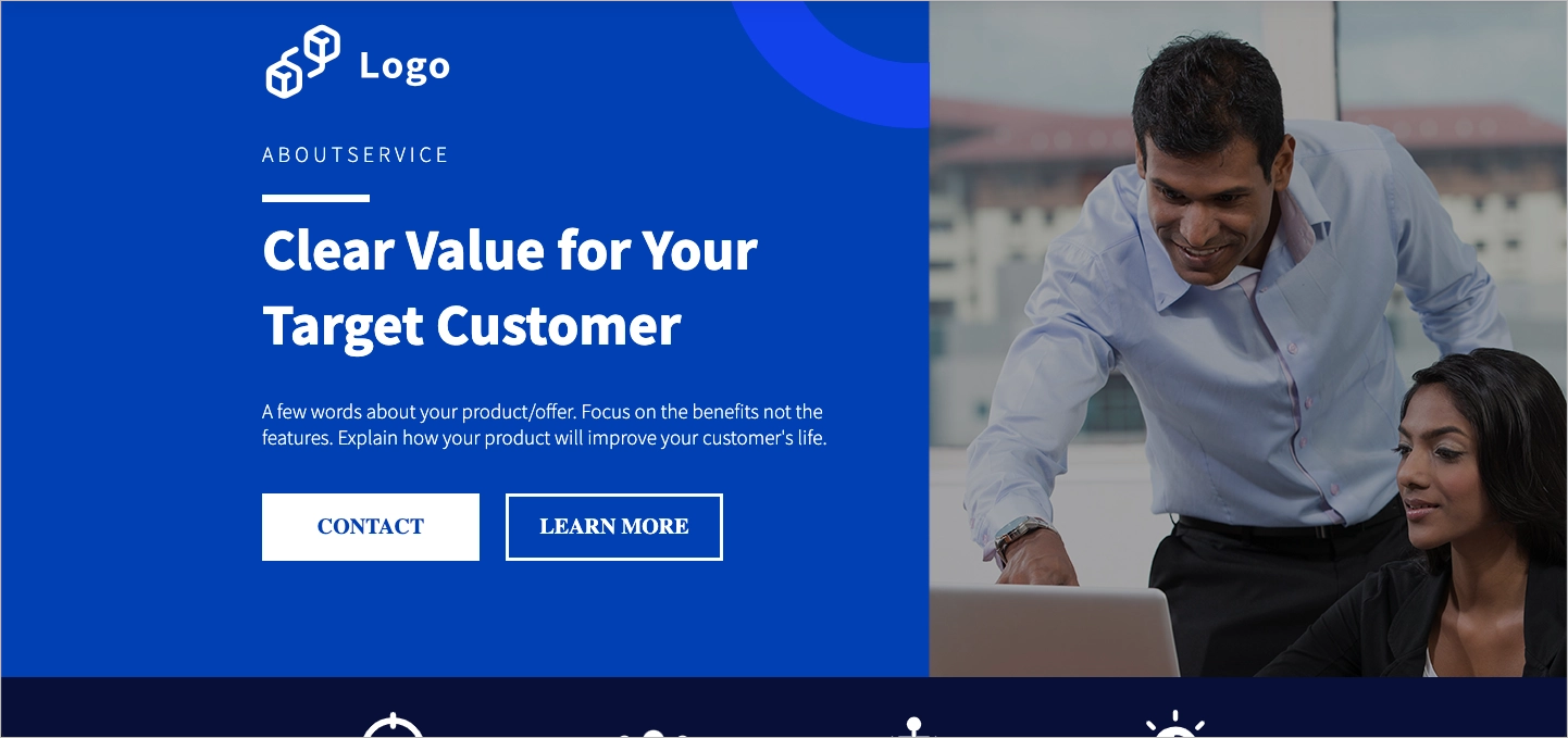 Servicios financieros landing page plantilla