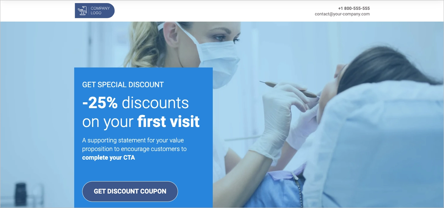 Dentista local landing page plantilla