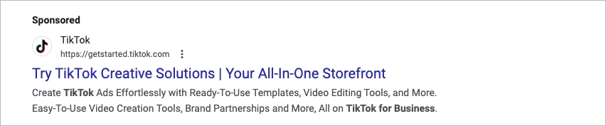 Anuncio de pago por clic de TikTok para empresas