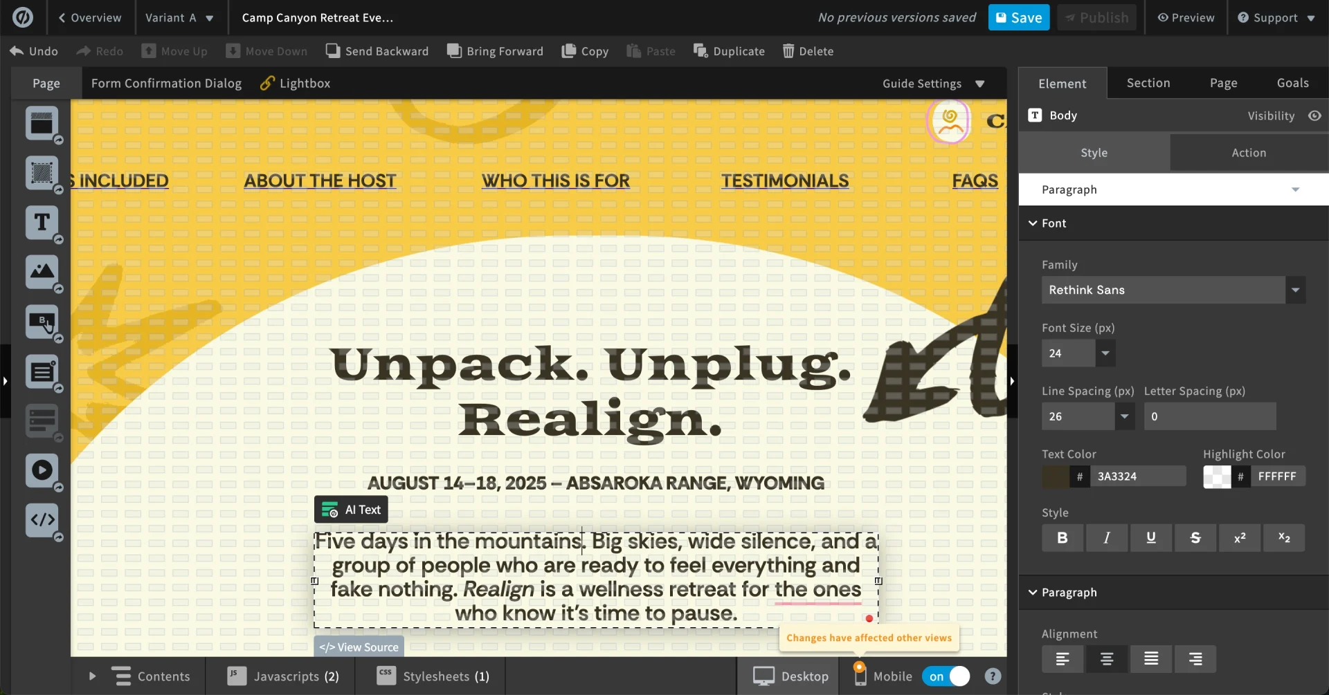 Construtor no Unbounce