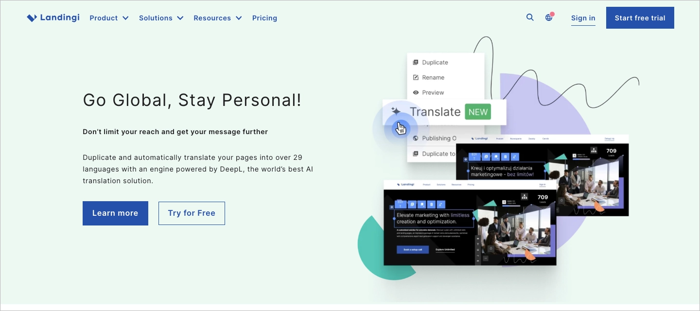 landingi multilanguage landing pages