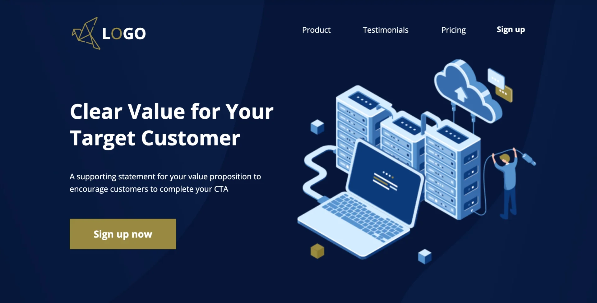 SaaS landing page skabelon