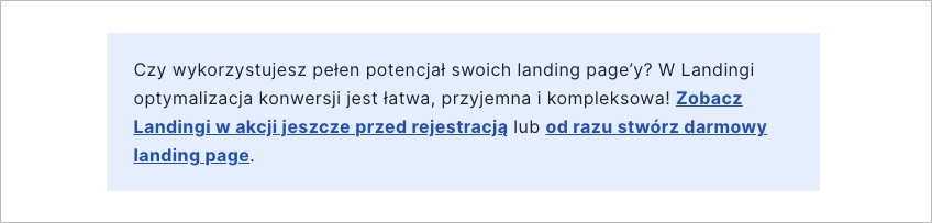 Przycisk CTA umieszczony w większości post&oacute;w na blogu Landingi