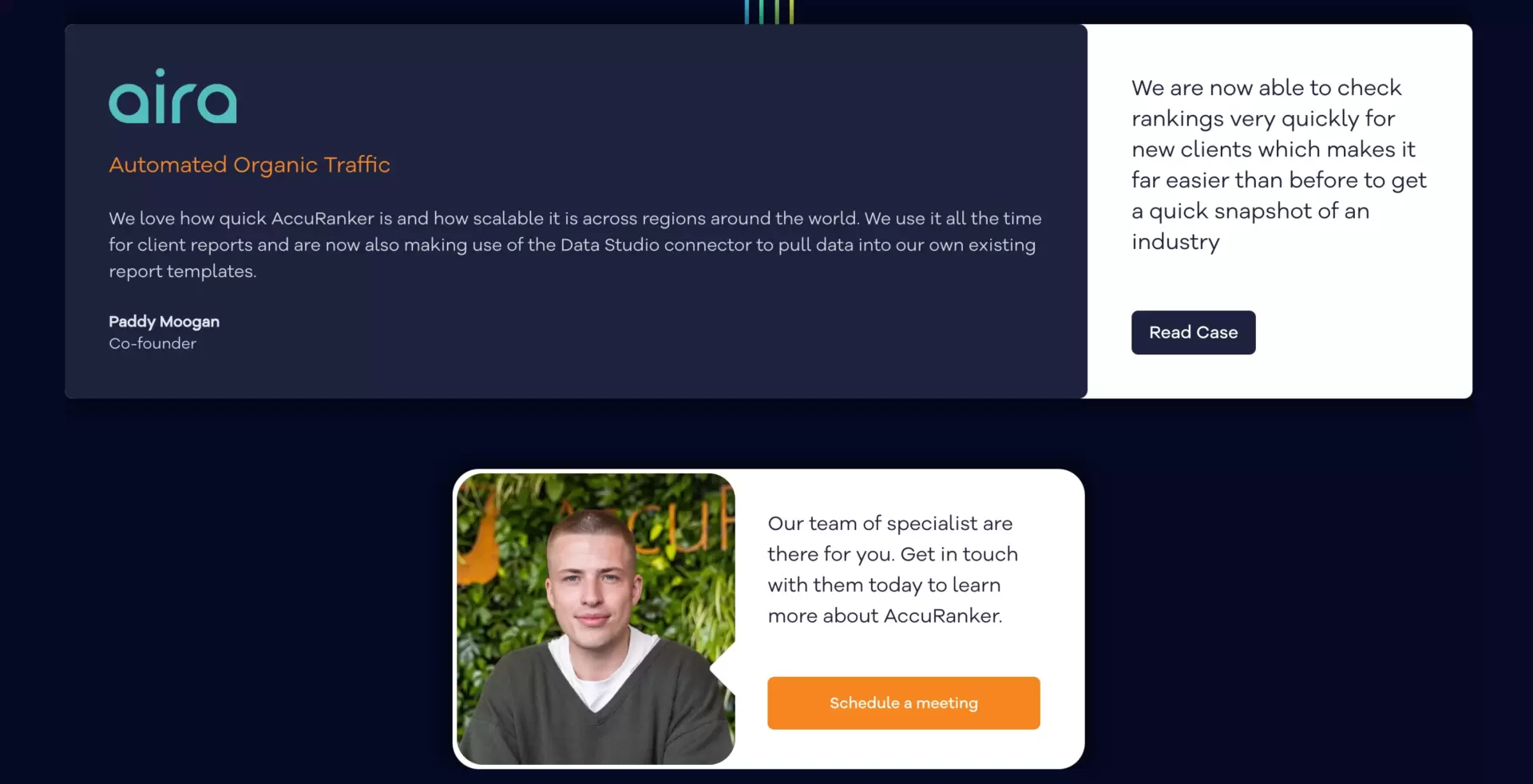 call to action (CTA) at the bottom of the landing page