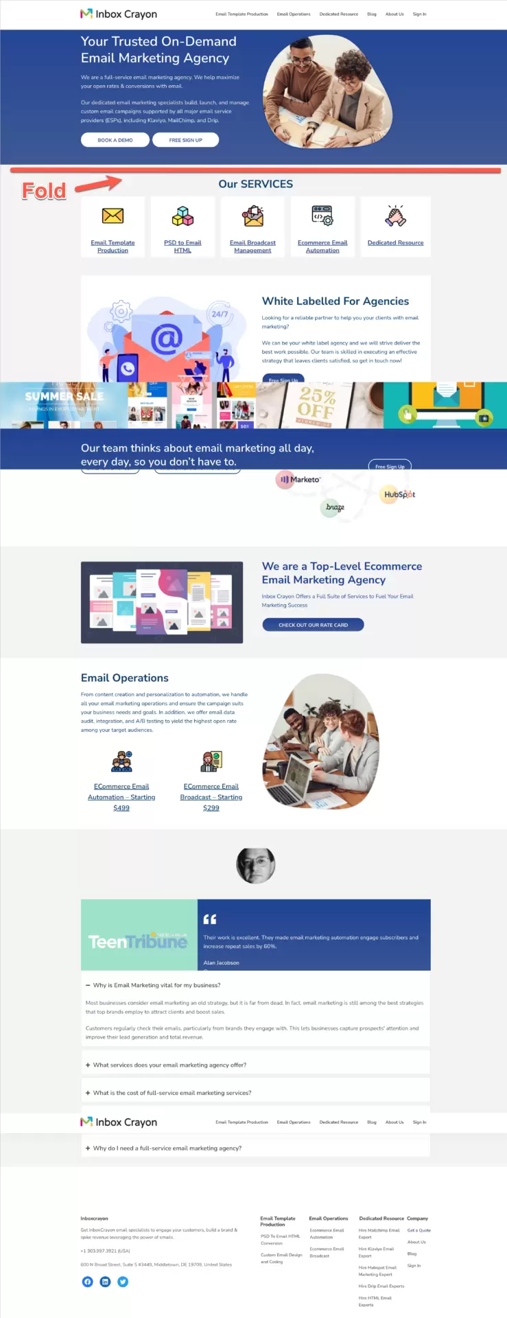 Landing page CTAs - sign up button and "book a demo" as a second CTA