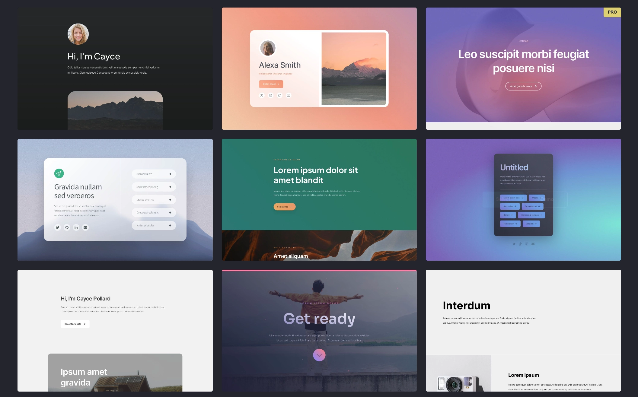 Szablony stron internetowych w kreatorze Carrd