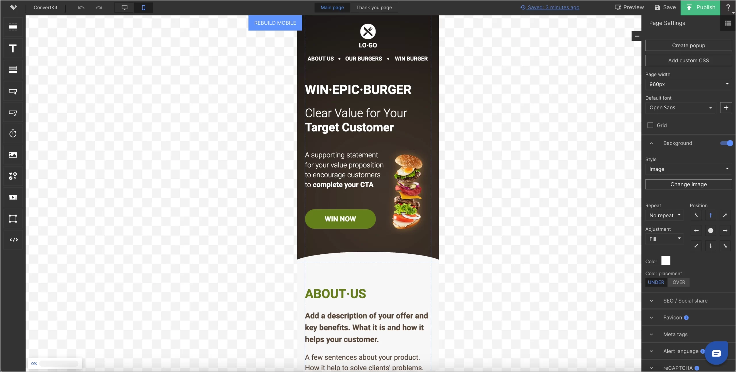 elementy projektu edytowane na stronie mobilnej