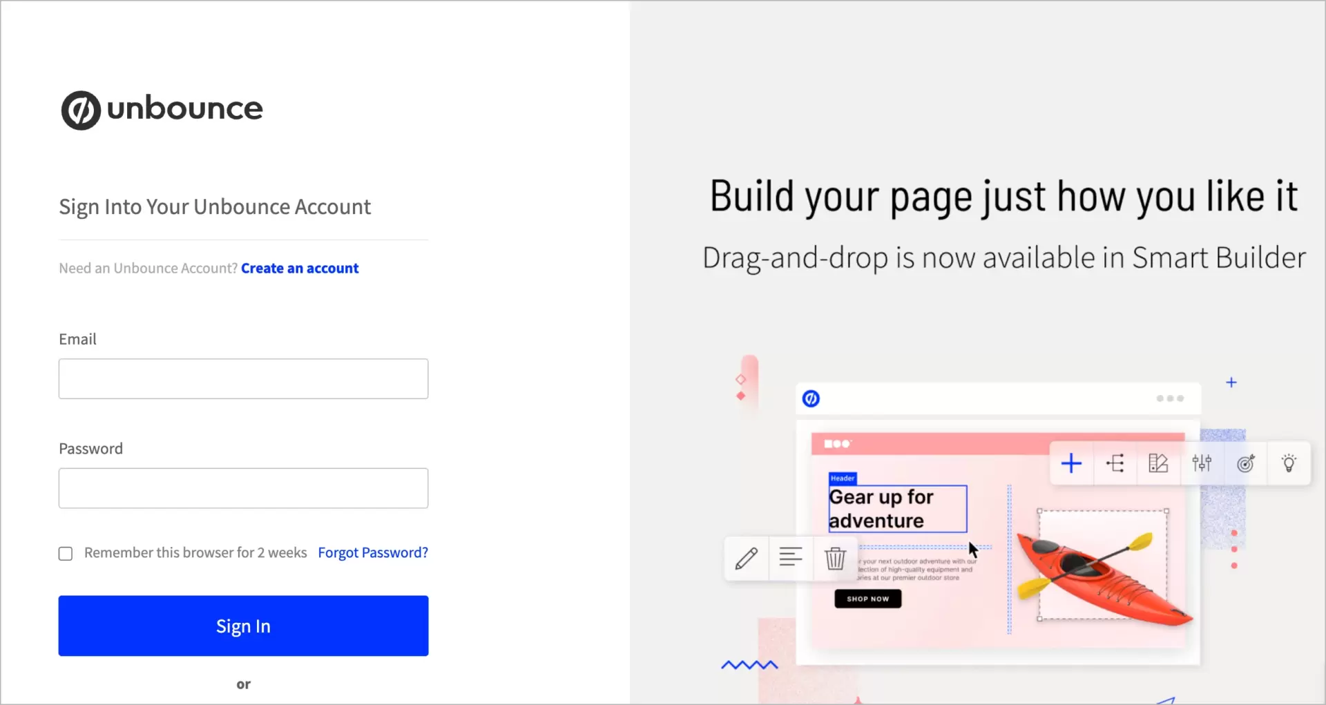 &Uuml;berschrift, die verspricht, landing pages zu erstellen und leicht zu personalisieren