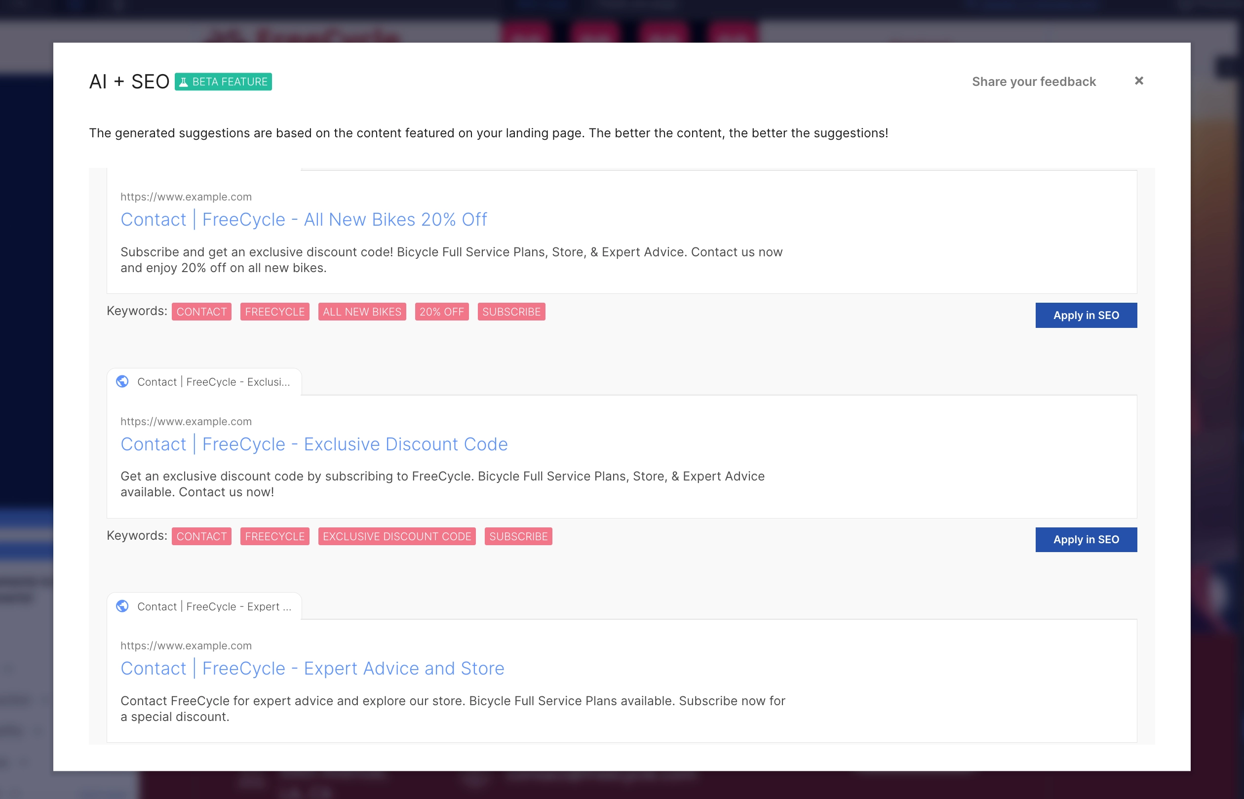 G&eacute;n&eacute;ration de r&eacute;f&eacute;rencement par l'IA pour faire une landing page &agrave; forte conversion.