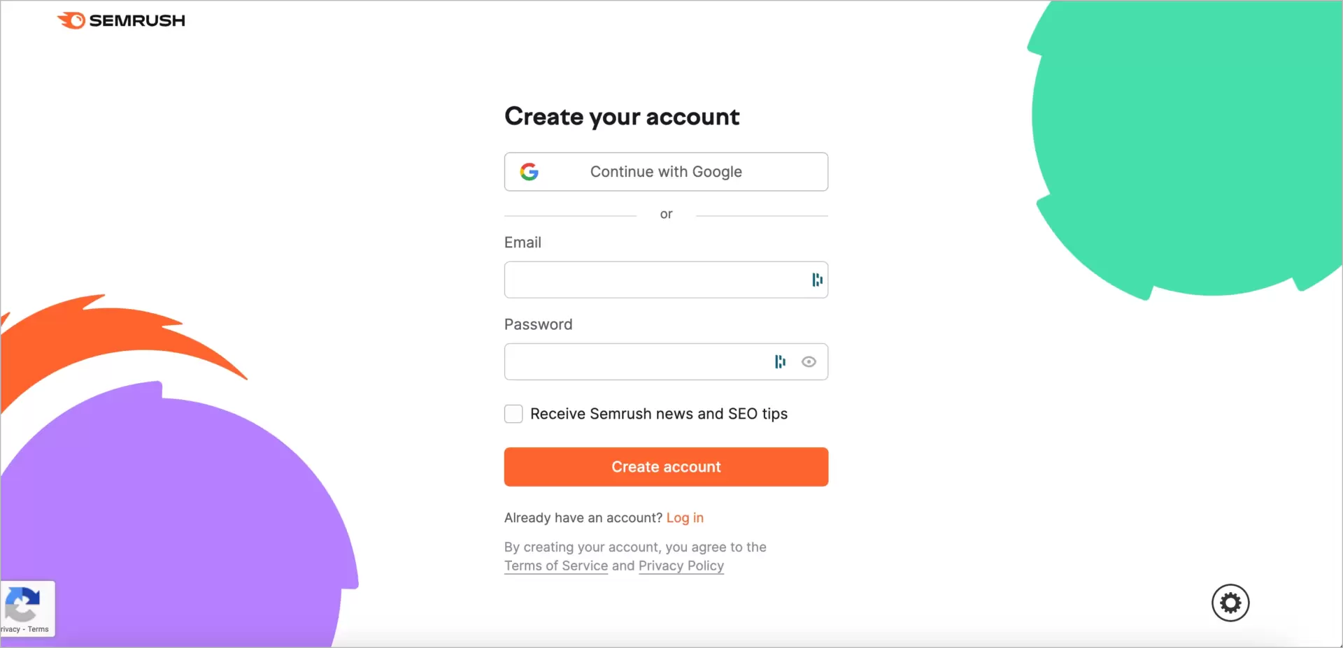 strona rejestracji z formularzem i bez hero image