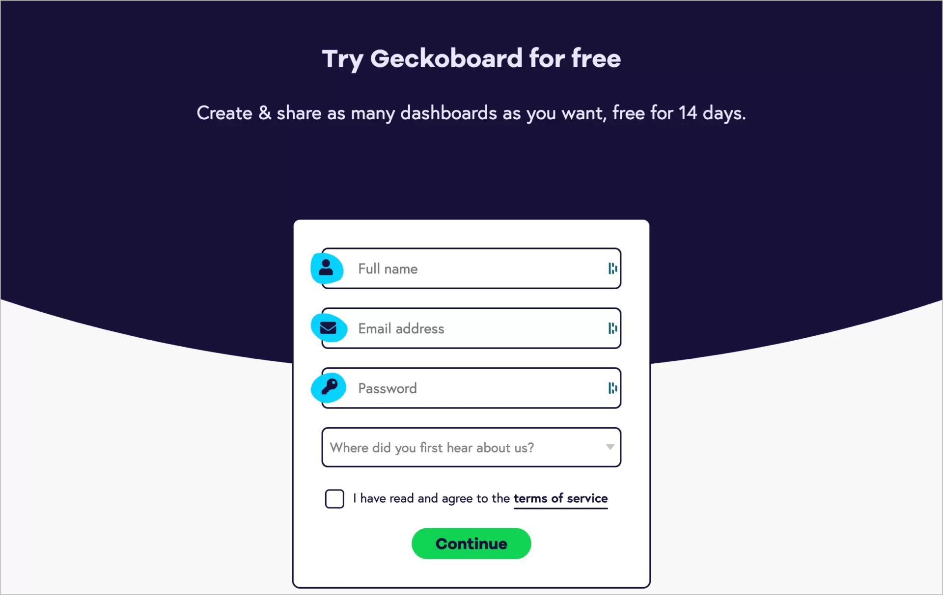Anmeldung landing page Formular