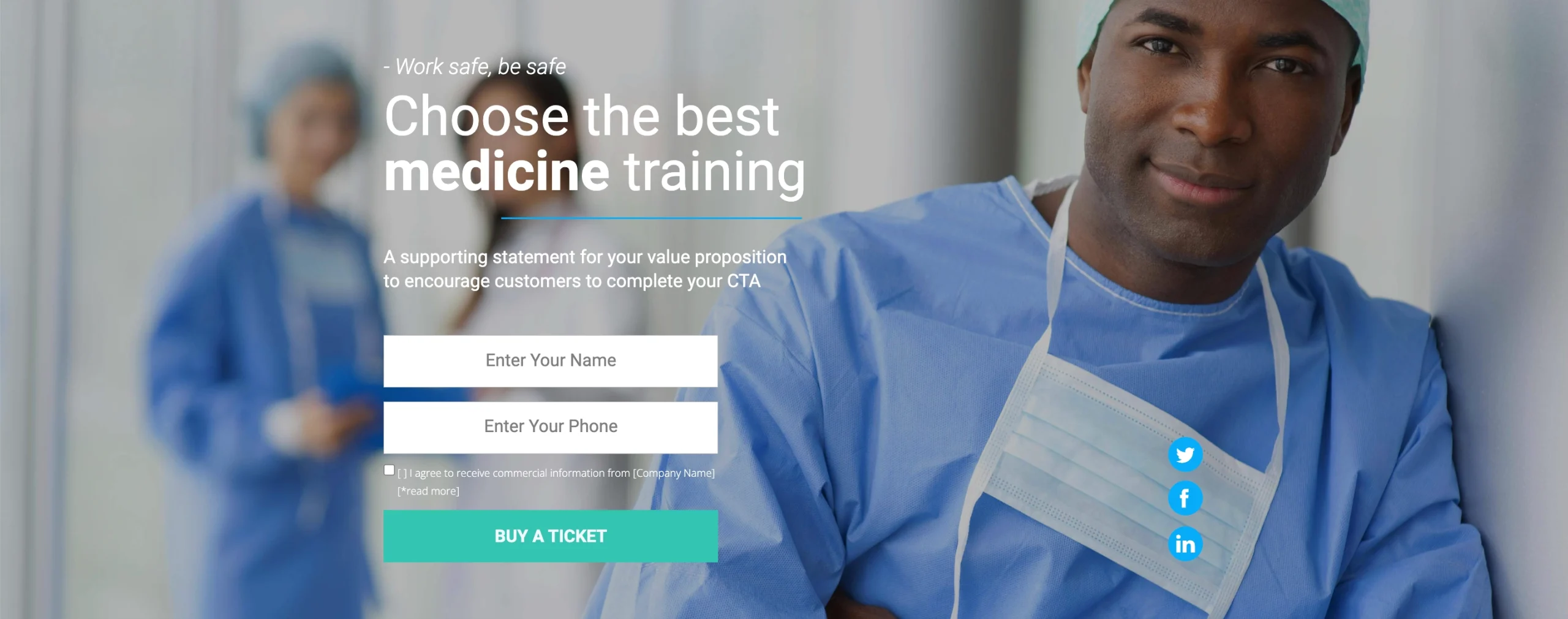 szablon landing page'a typu sign-up