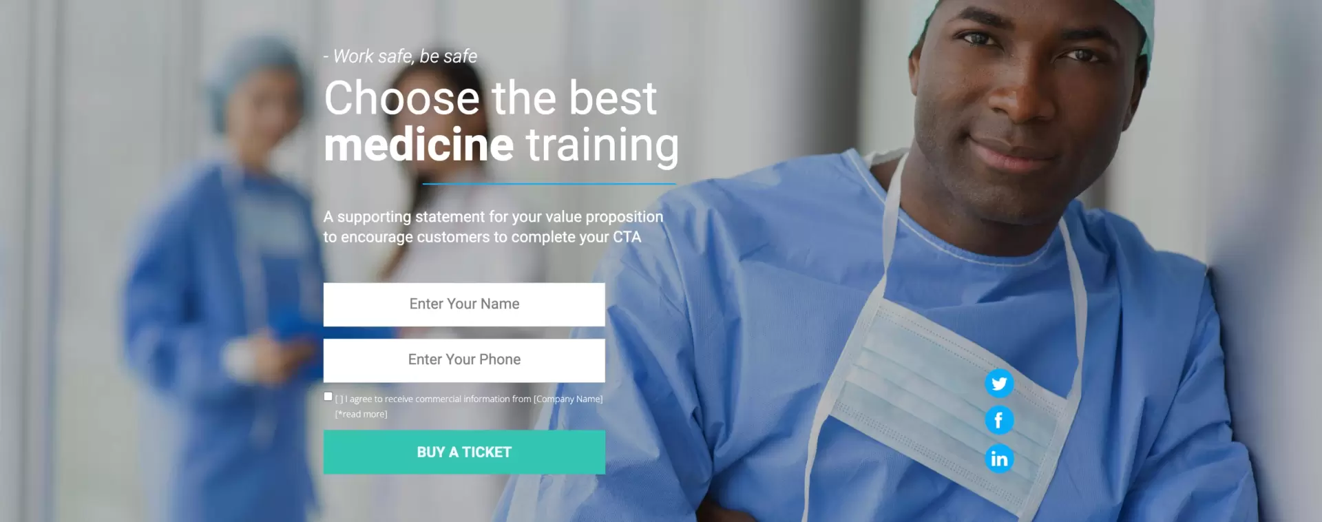 landing page f&uuml;r die Anmeldung