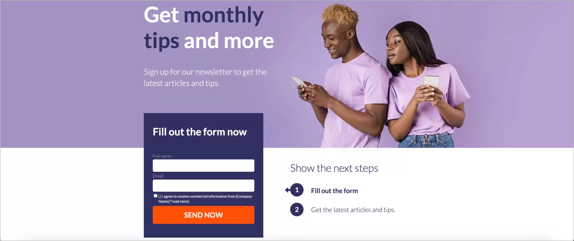 szablon landing page-a rejestracji