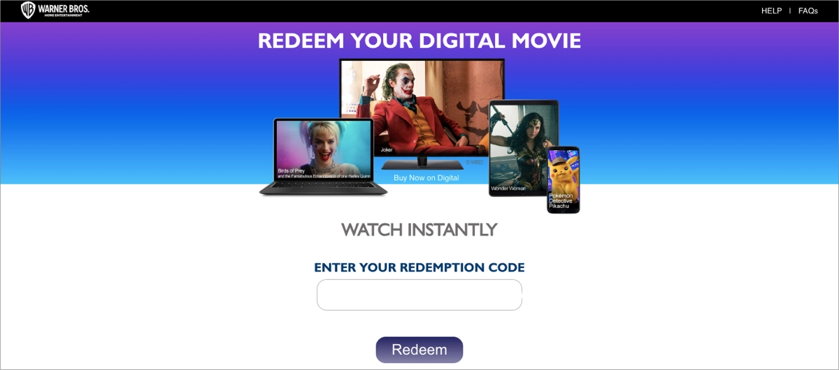 warner bros landing page