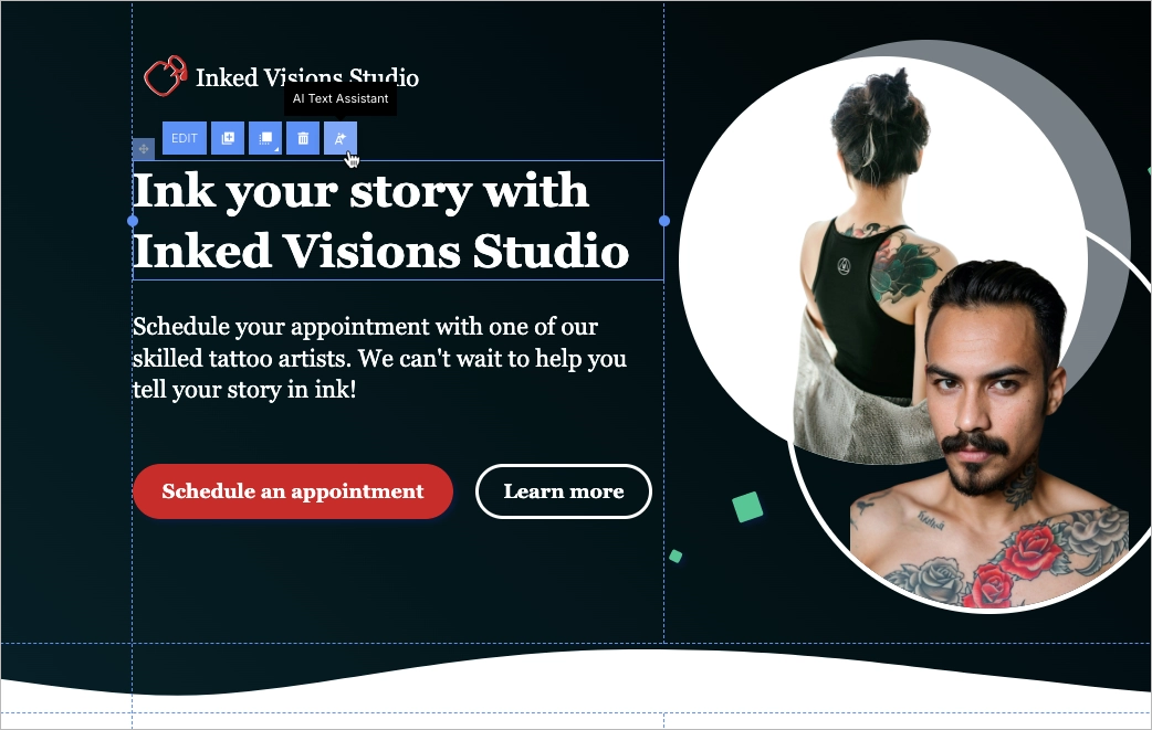 Anpassen von Farben und Texten auf einer landing page-Vorlage