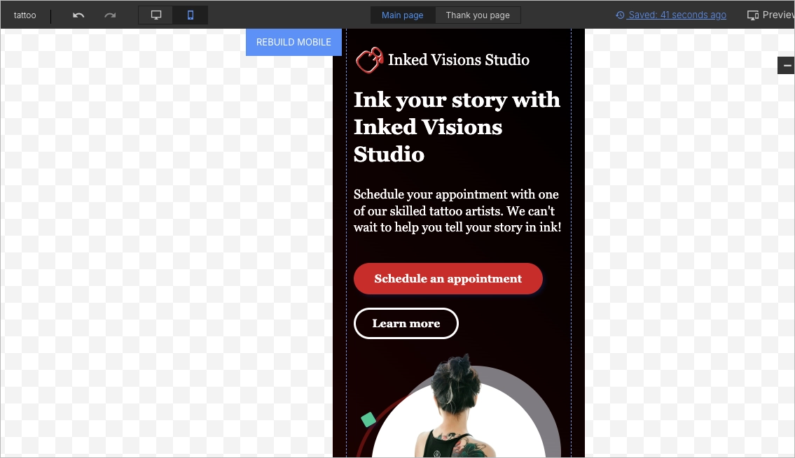 Anpassen der mobilen Version eines landing page Designs