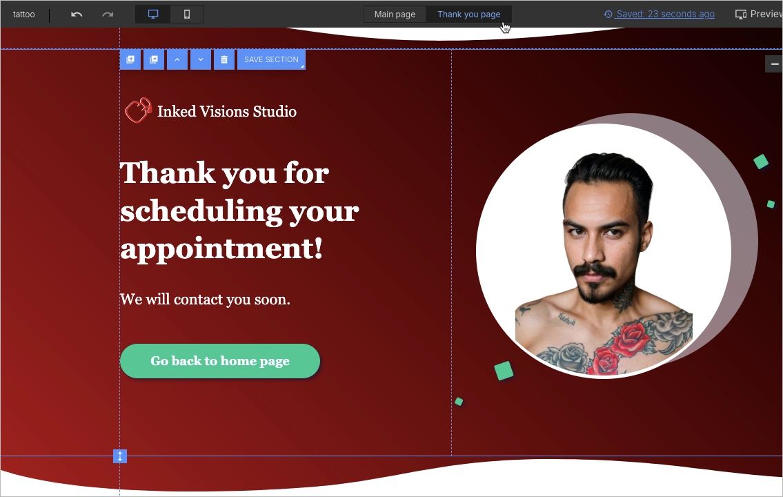 Dankesseite anpassen