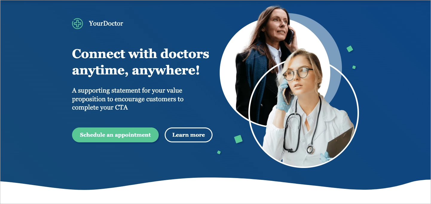 Landing page-Vorlage f&uuml;r die Terminvereinbarung