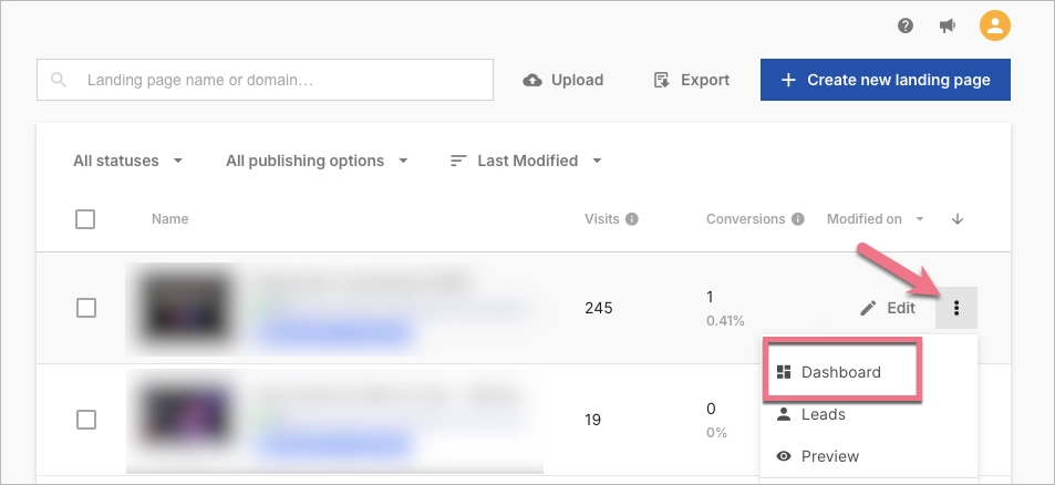 How to access the events data in Landingi &ndash; step 1