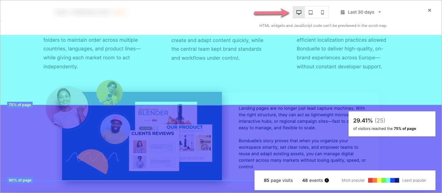 Where to find the Scroll Map in Landingi 