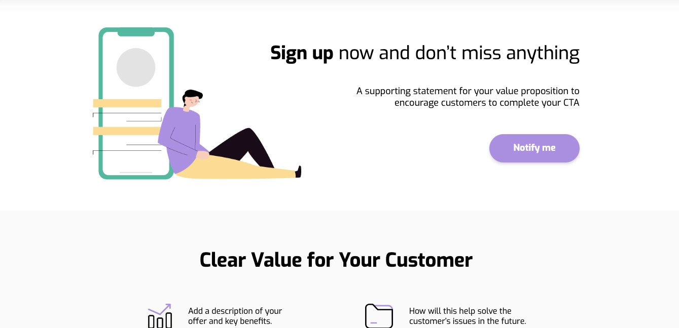 Einfaches Beispiel f&uuml;r eine landing page