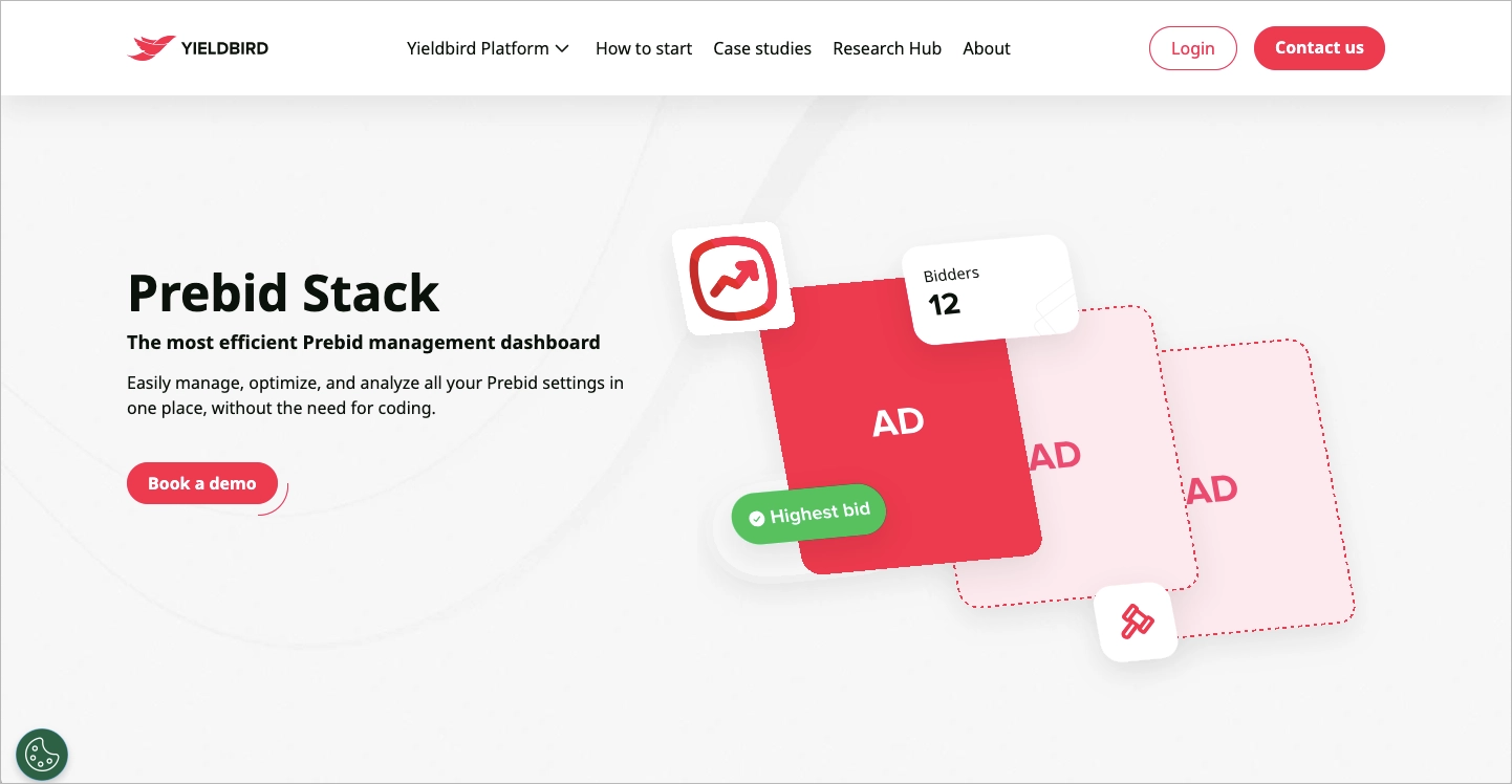 Yieldbird landing page Design Beispiel