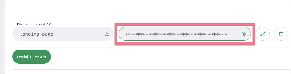 Skopiuj klucz Rest API