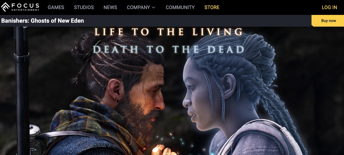 Game landing page example: Banishers: Ghosts of New Eden