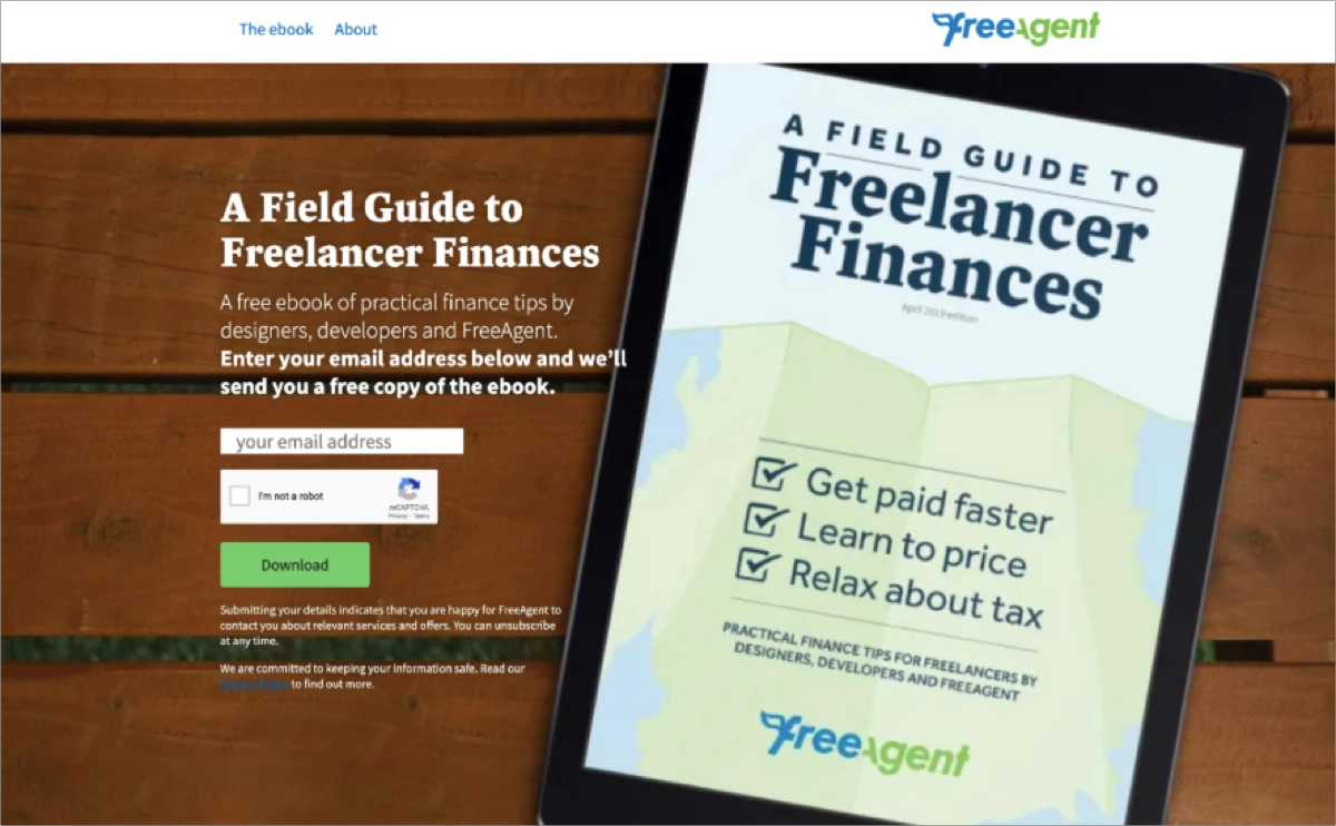kostenloses ebook landing page design