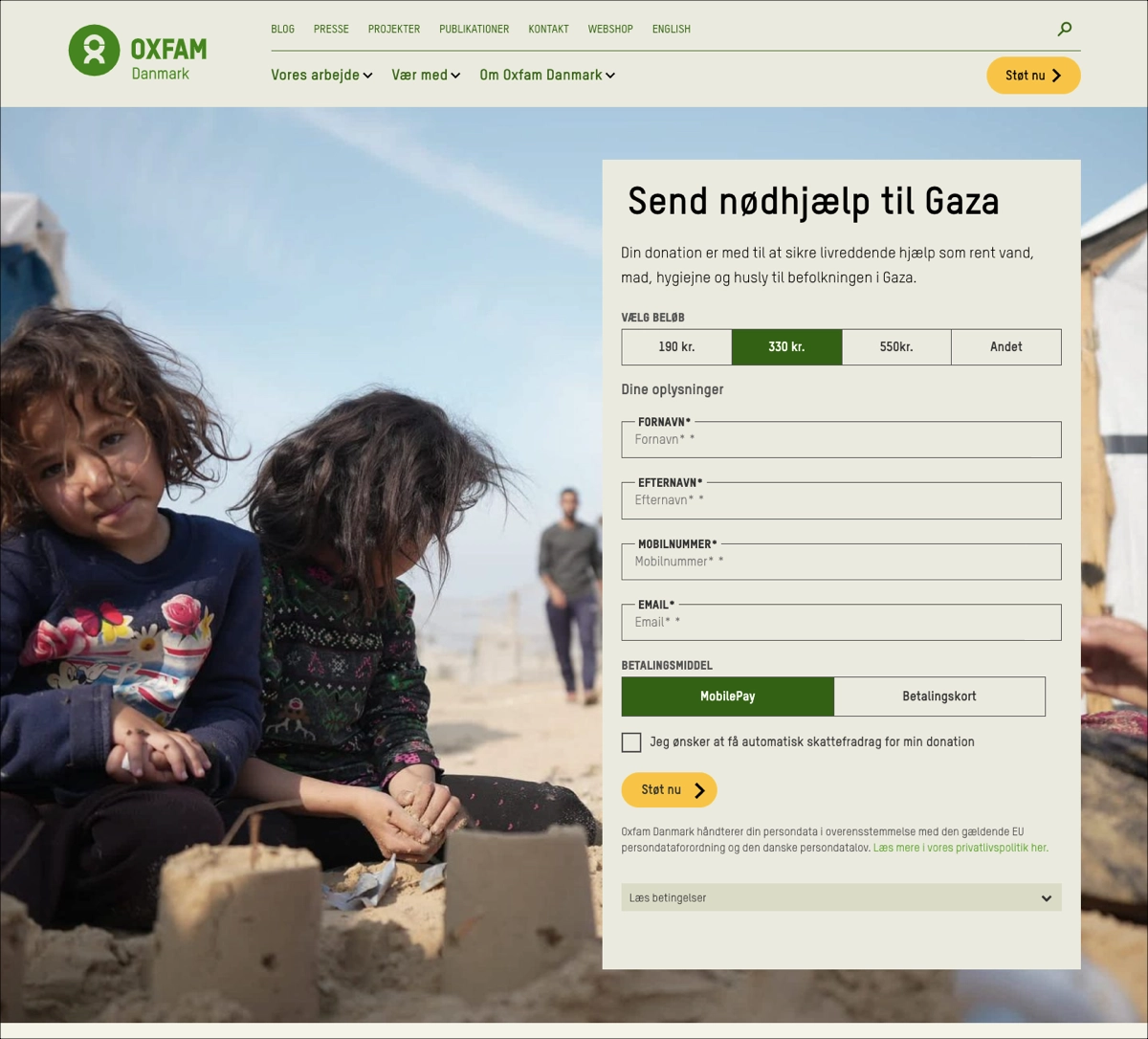 doação landing page exemplo