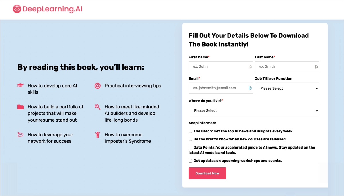 ebook-Seite mit Download-Formular