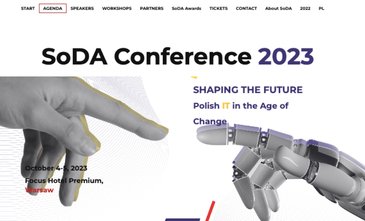 SoDA conference event landing page example