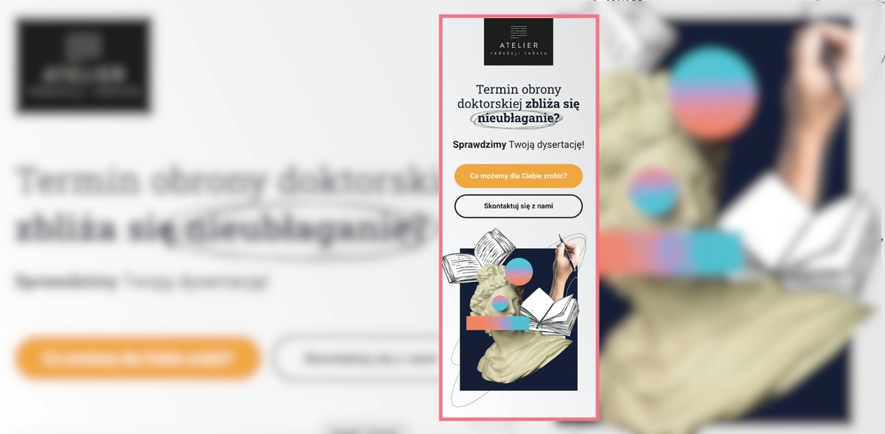 mobile landing page exemple atelier redakcji tekstu