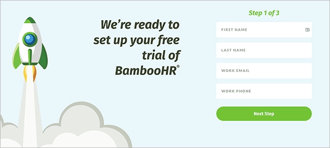 sich anmelden landing page bestes Beispiel