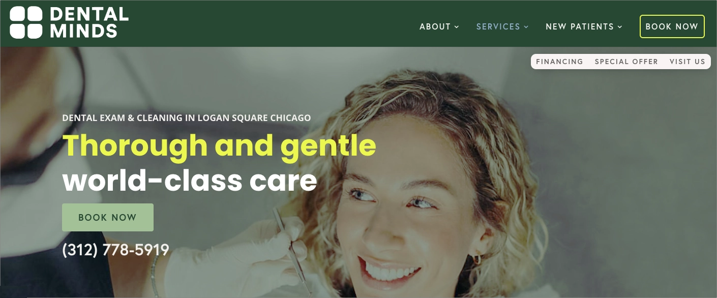 Dental Minds &ndash; Dental Exam & Cleaning Landing Page