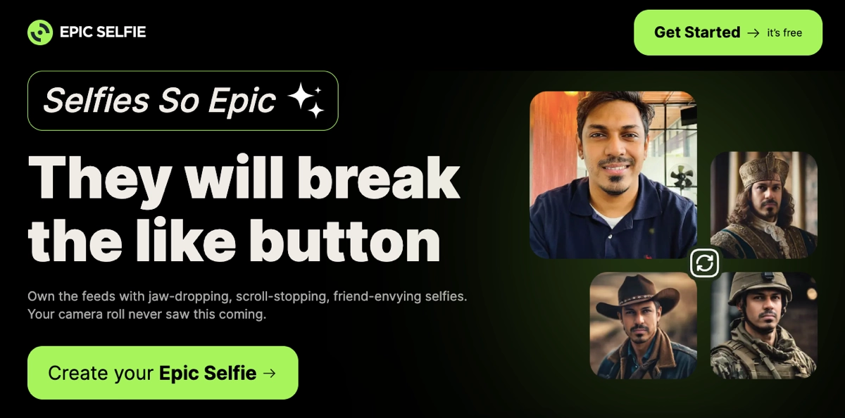 Epic Selfie - um exemplo de landing page de avalia&ccedil;&atilde;o gratuita
