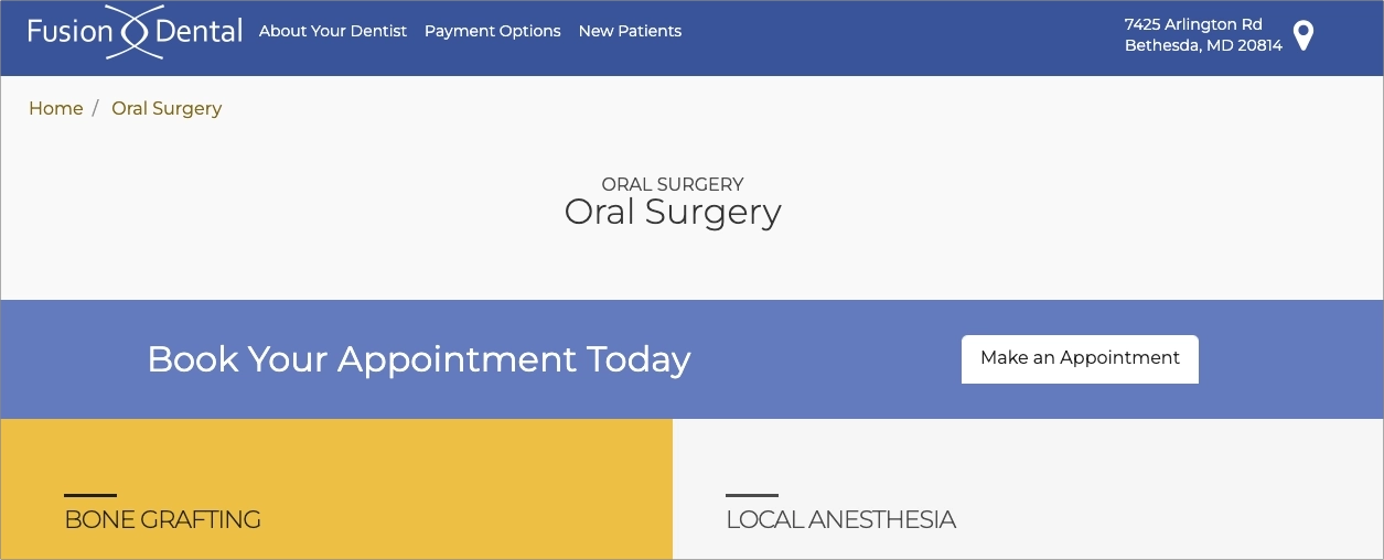 Fusion Dental &ndash; Oral Surgery Landing Page