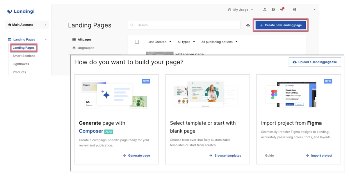 landing page Bauherr