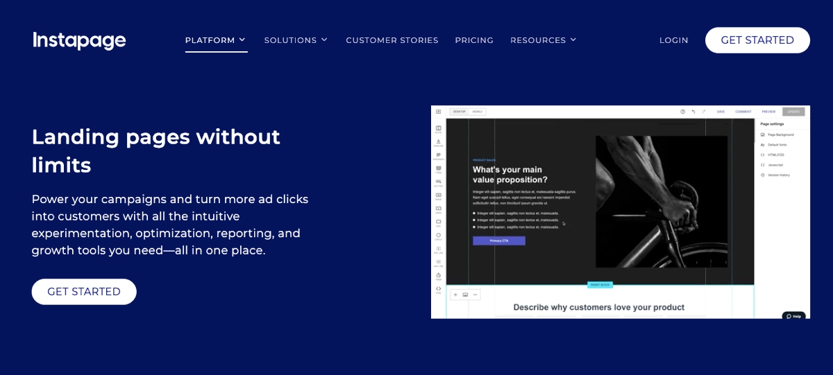 Instapage landing page cr&eacute;ateur