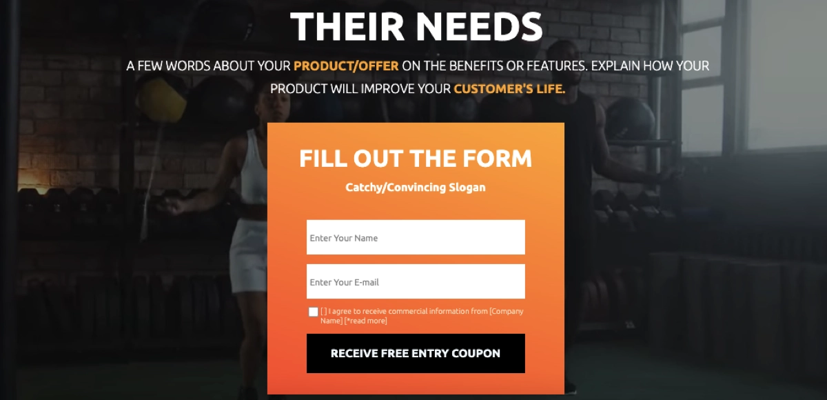 incentives on landing page