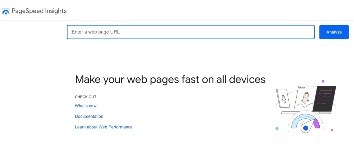 Interface de Google PageSpeed Insights