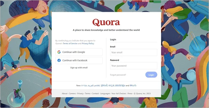 Anmeldung landing page Beispiel