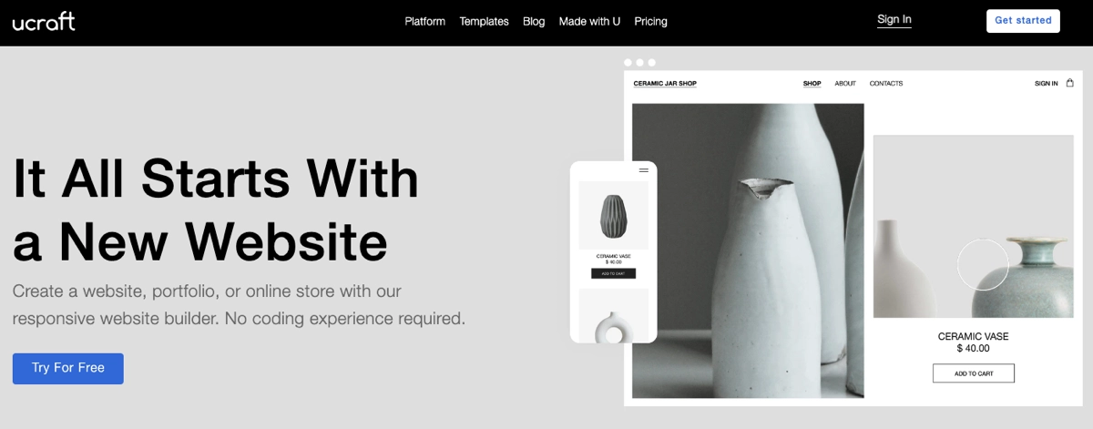 landing page plateforme ucraft