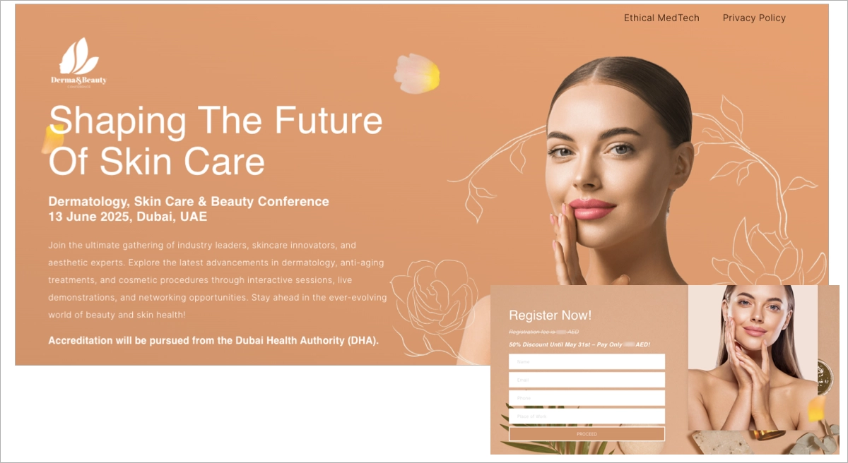 great event landing page design
