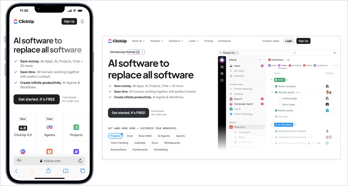 mobile landing page example