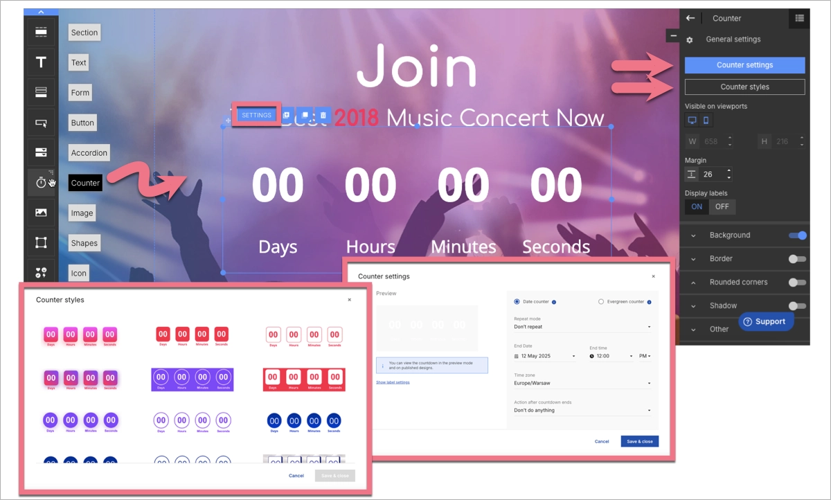 Counter settings &ndash; Landingi