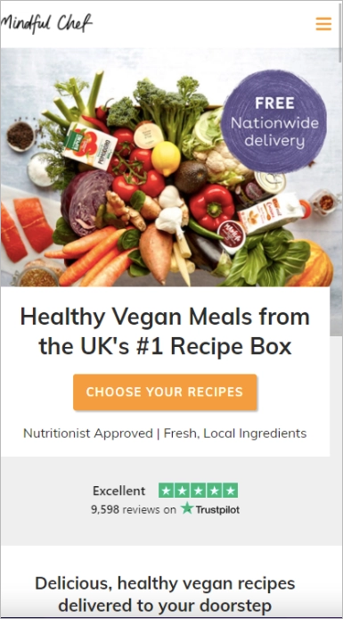 mobile landing page meilleur exemple