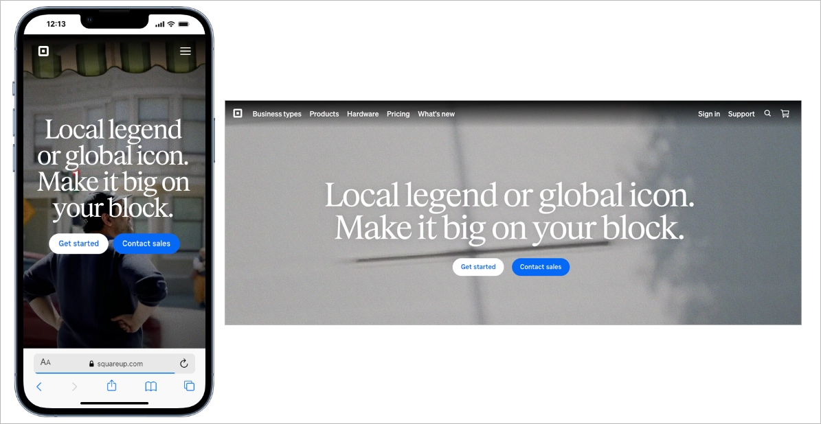 mobile landing page example