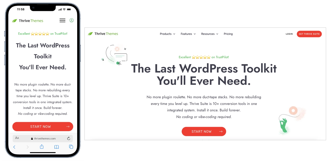 mobile landing page example